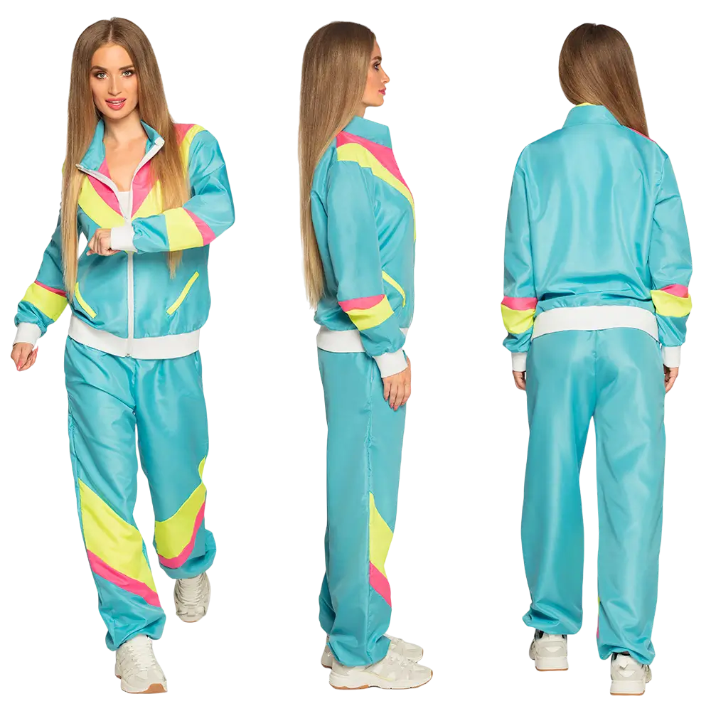 Chándal retro azul neón de mujer - M