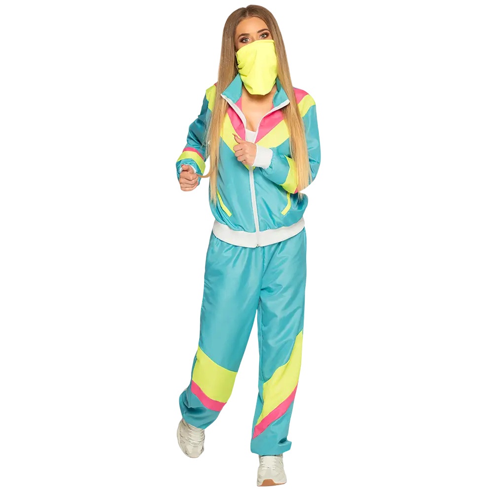 Chándal retro azul neón de mujer - M