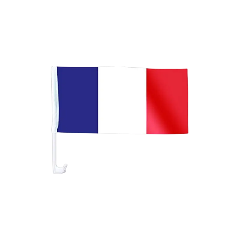 FRANCIA bandera de poliéster coche con mástil 45 x 30 cm