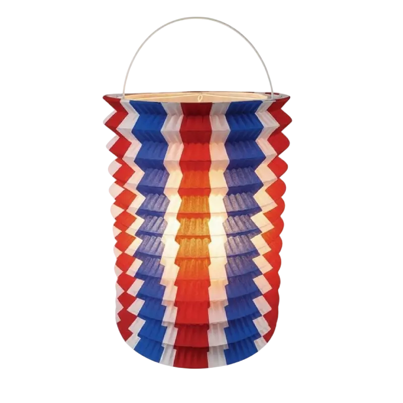 12 linternas de papel tricolor azul blanco rojo - 16 cm