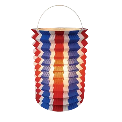 12 linternas de papel tricolor azul blanco rojo - 16 cm