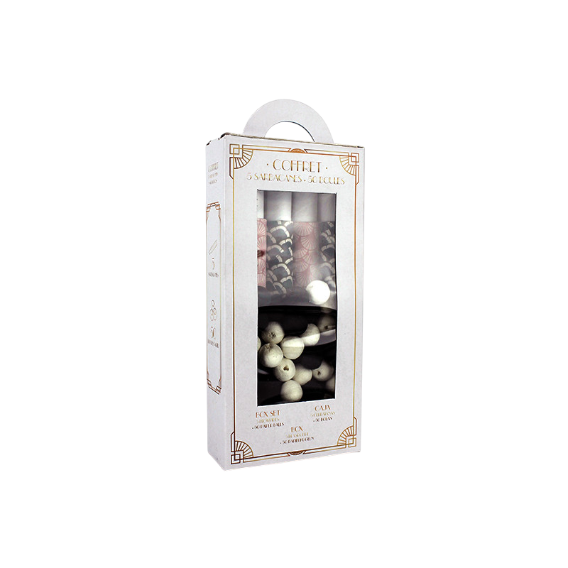 Caja ART DECO NEGRA con 5 Cerbatanas + 50 Bolas