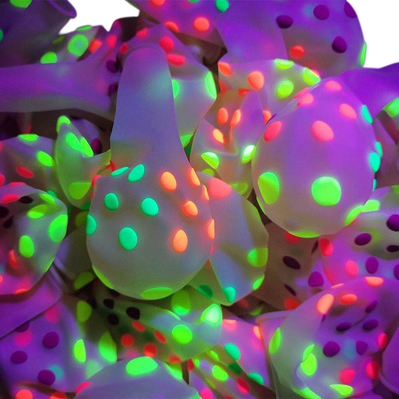 10 Globos de látex de 30 cm Fluo neón UV Colores de neón que reaccionan a la luz negra
