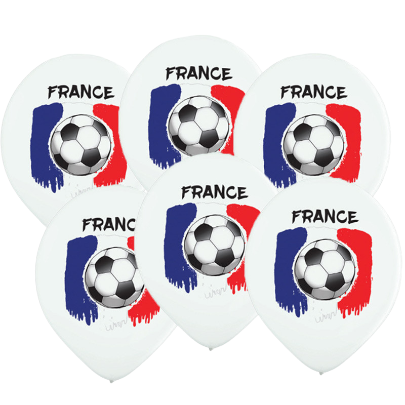6 Balones impresos bandera de Francia 30 cm