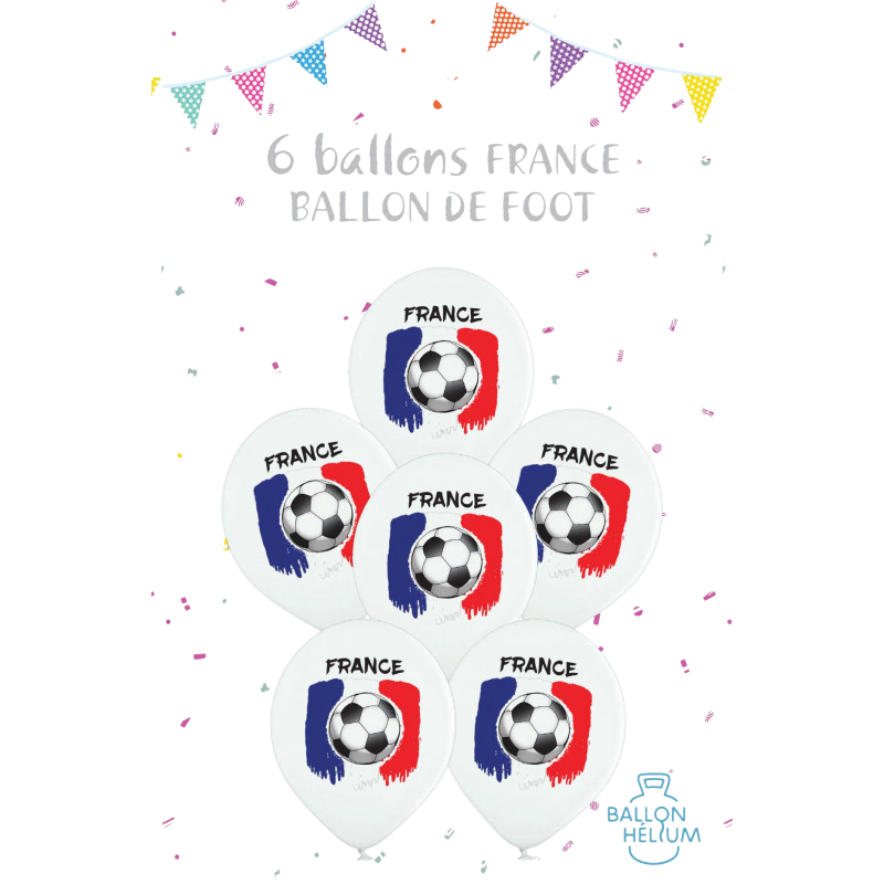 6 Balones impresos bandera de Francia 30 cm