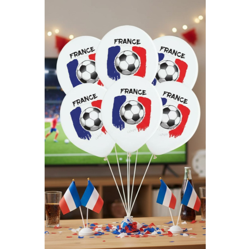 6 Balones impresos bandera de Francia 30 cm