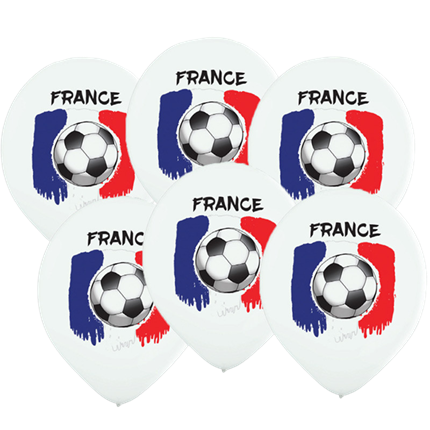 6 Balones impresos bandera de Francia 30 cm