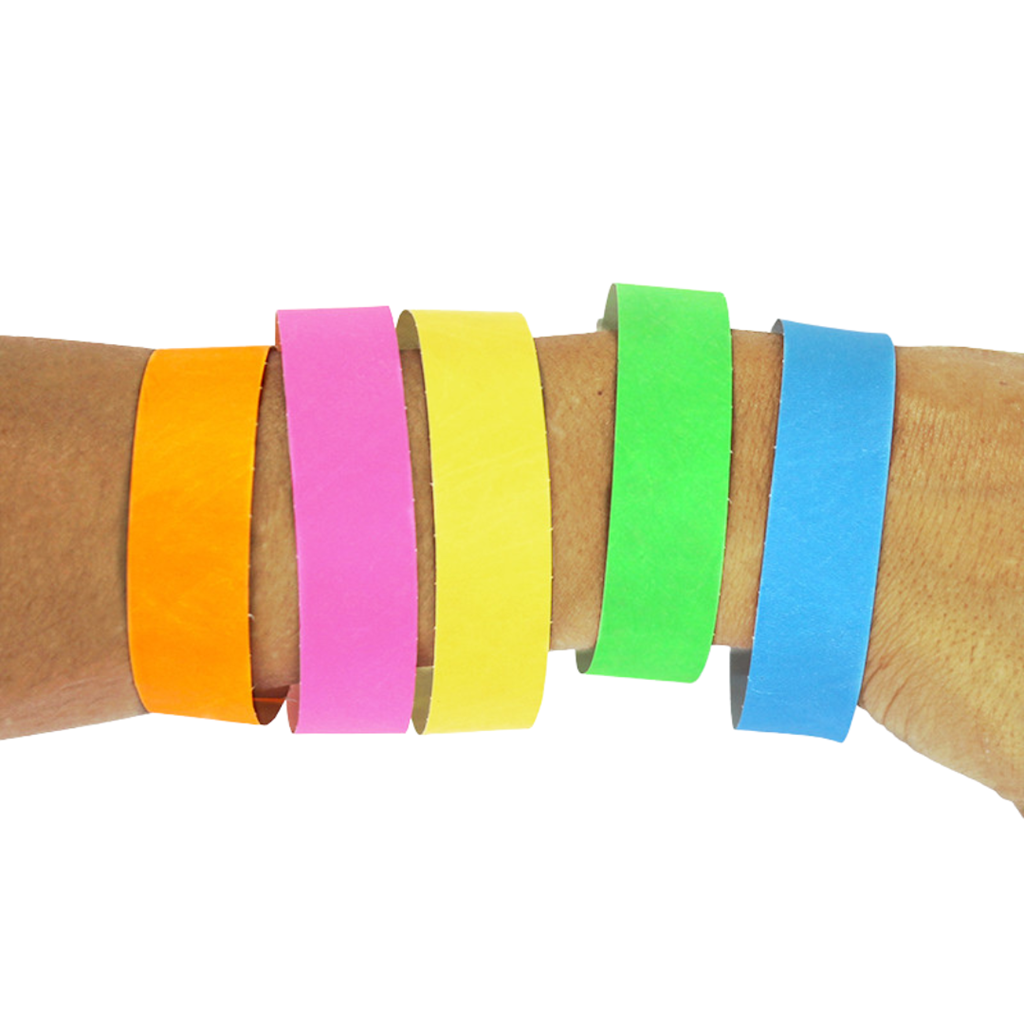 50 Pulseras de identificación de papel de colores surtidos - resistentes al desgarro