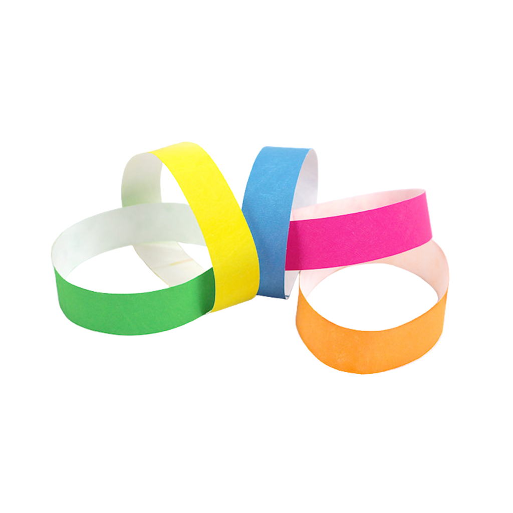 50 Pulseras de identificación de papel de colores surtidos - resistentes al desgarro