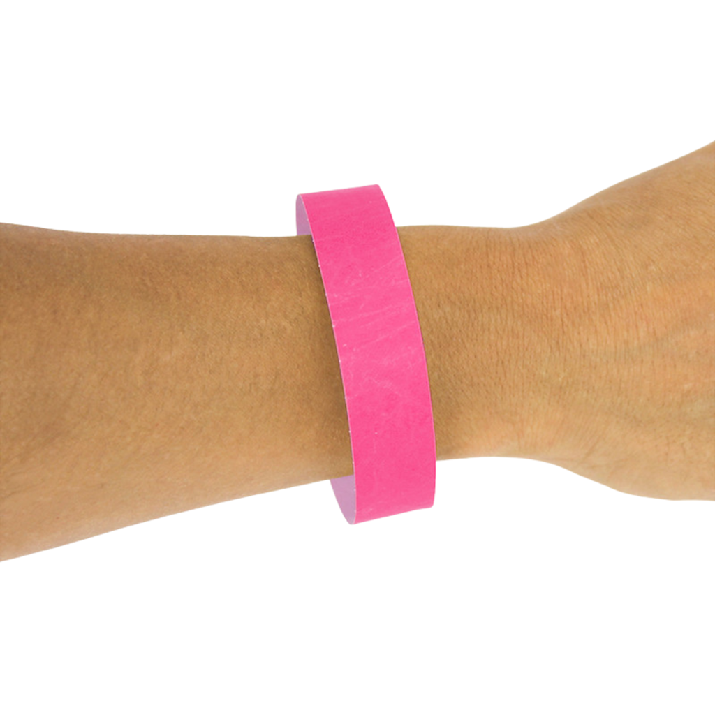 50 pulseras de identificación de papel ROSA - resistentes al desgarro