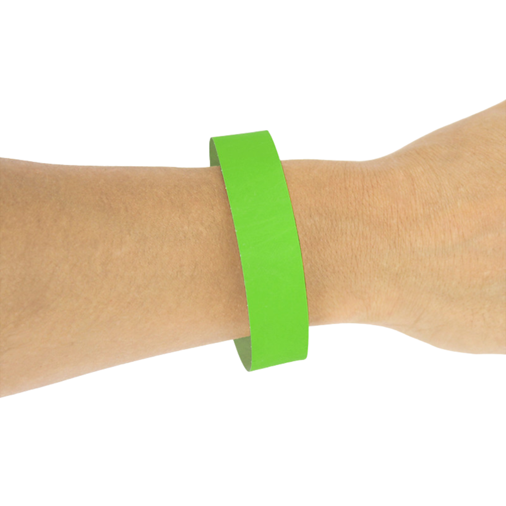 50 pulseras de identificación de papel VERDE - a prueba de rasgaduras