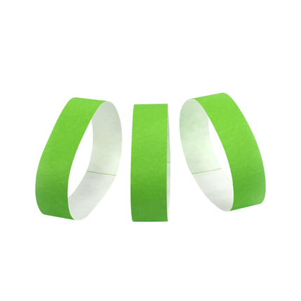 50 pulseras de identificación de papel VERDE - a prueba de rasgaduras
