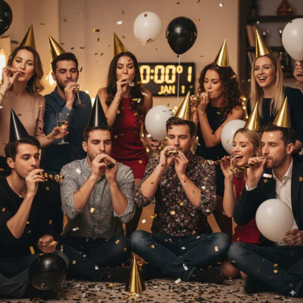Kit de fiesta dorado y negro para 10 personas