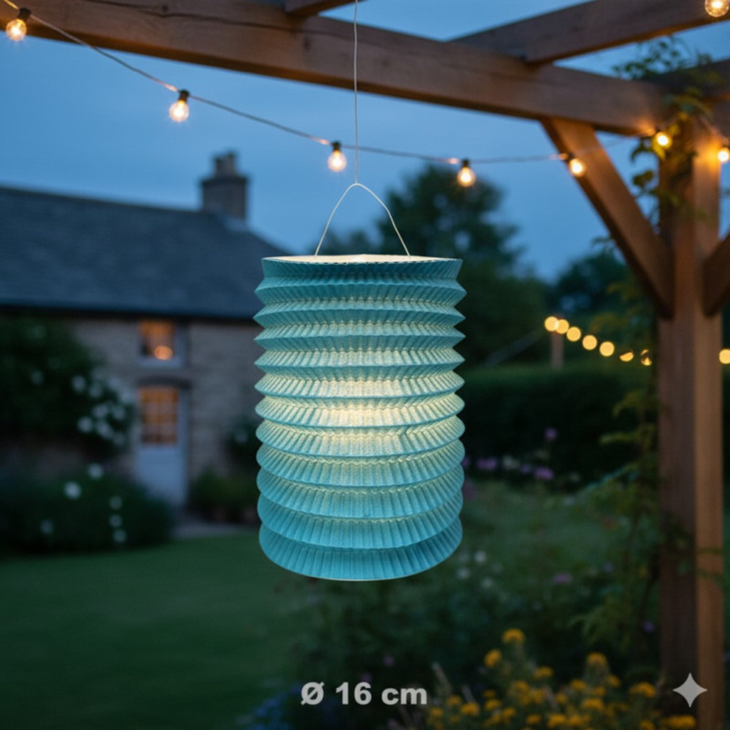 12 farolillos de papel azules - 16 cm