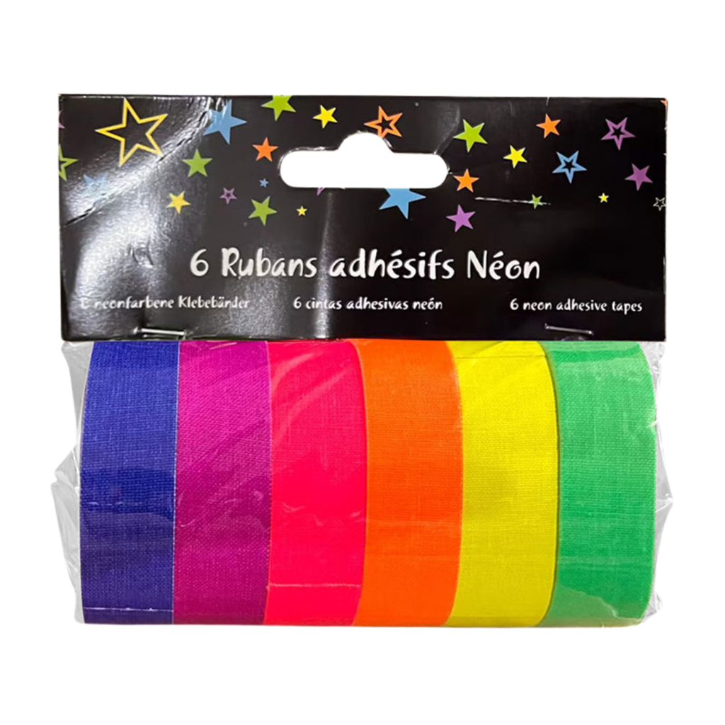 6 cintas adhesivas fluorescentes UV luz negra - 1,5 cm x 5 metros