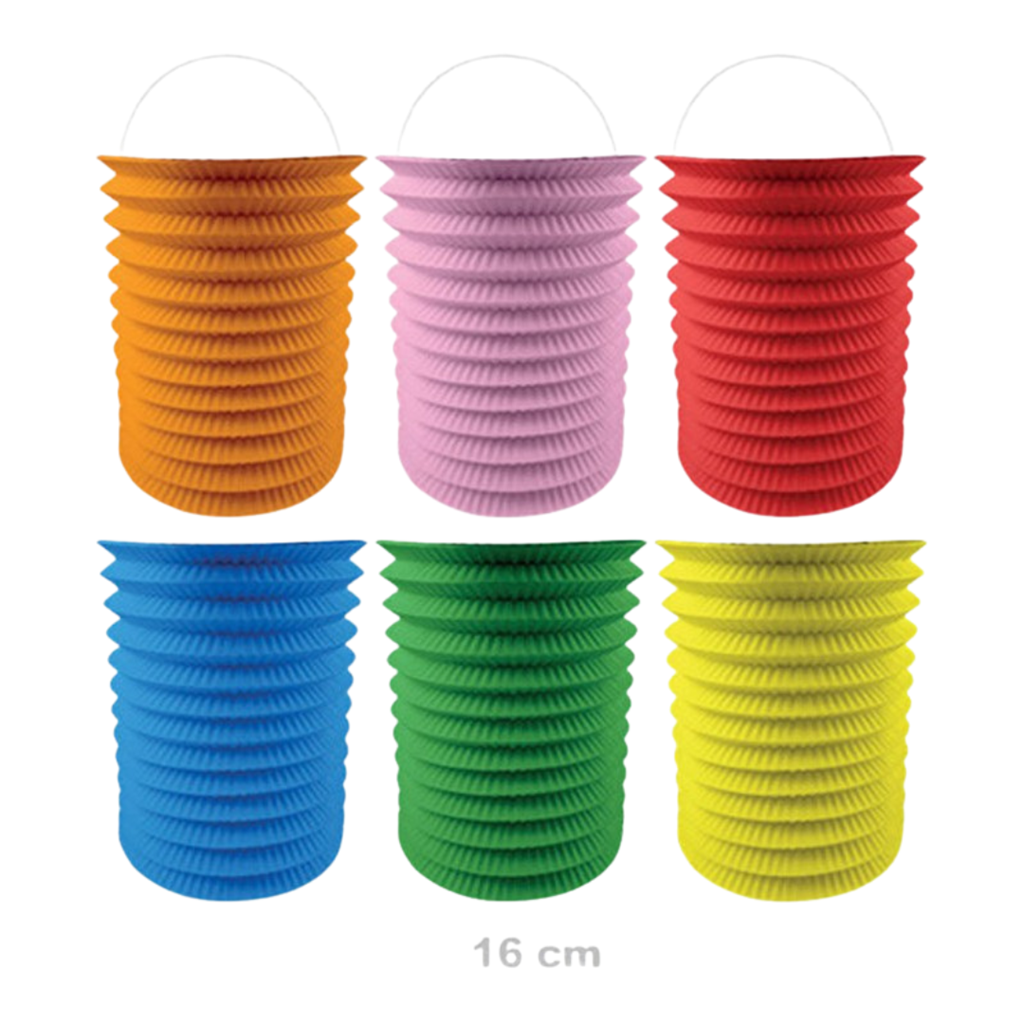 12 linternas de papel de colores - 16 cm