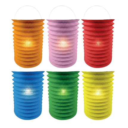 12 linternas de papel de colores - 16 cm
