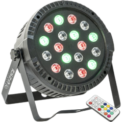 Proyector PAR EXTRA-PLAT - 18 Leds RGB 1W (6 rojo, 6 verde, 6 azul) - Ibiza light