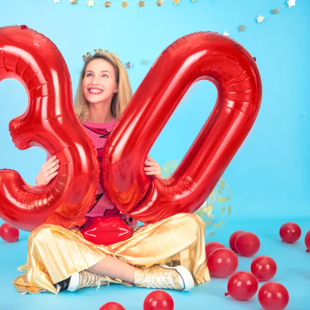 Balón Chiffre ''4'', aluminio, 86cm, rojo