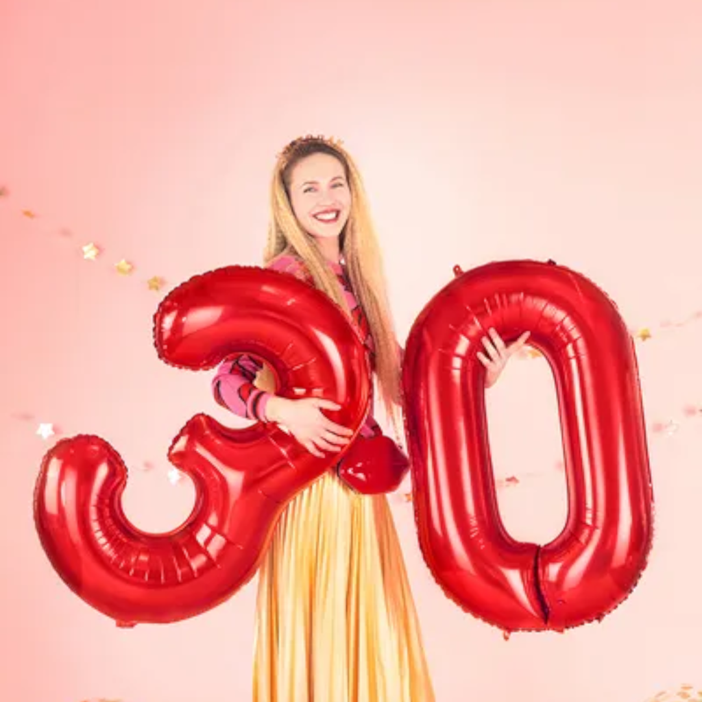 Balón Chiffre ''4'', aluminio, 86cm, rojo