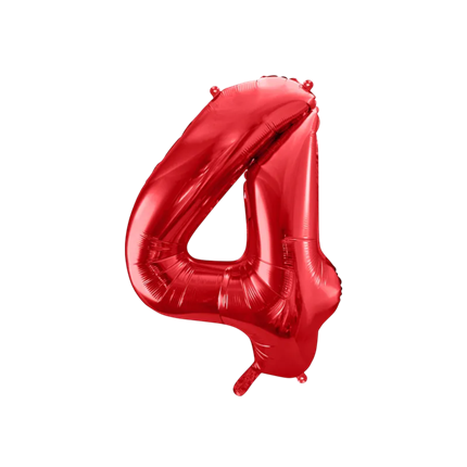 Balón Chiffre ''4'', aluminio, 86cm, rojo