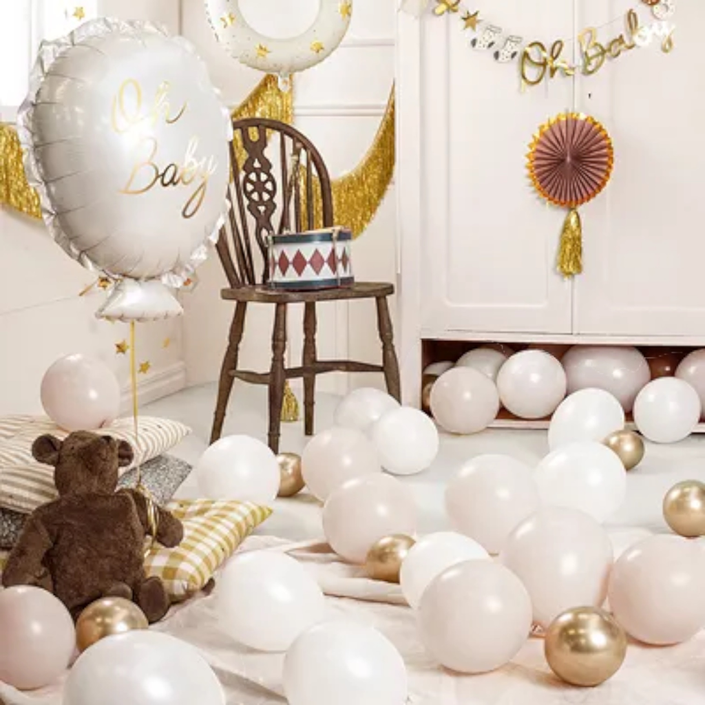 Globo de aluminio Oso sonajero, 61 x 88 cm, crema y marrón