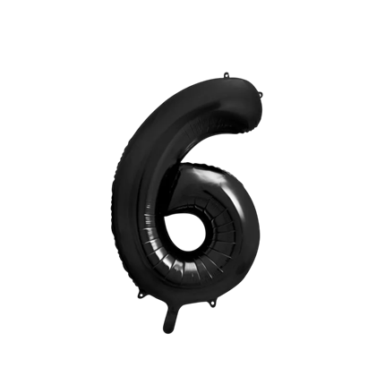 Balón Chiffre ''6'', aluminio, 86cm, negro