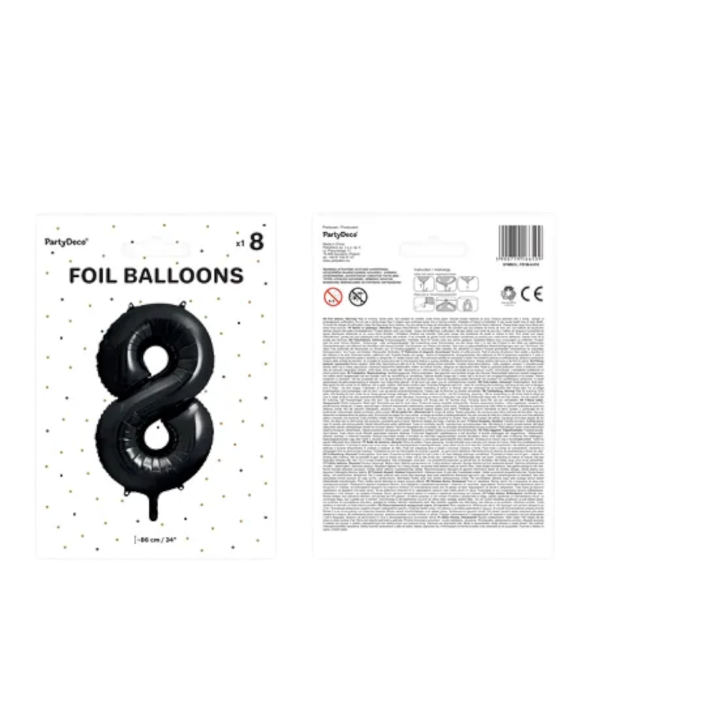 Balón Chiffre ''8'', aluminio, 86cm, negro