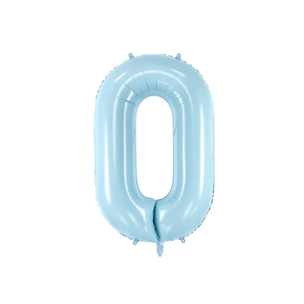 Balón Chiffre ''0'', aluminio, 86cm, azul claro