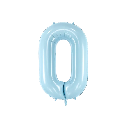 Balón Chiffre ''0'', aluminio, 86cm, azul claro