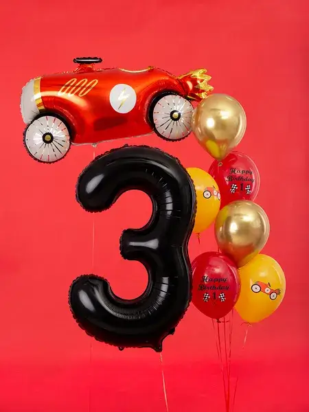 Balón Chiffre ''3'', aluminio, 86cm, negro