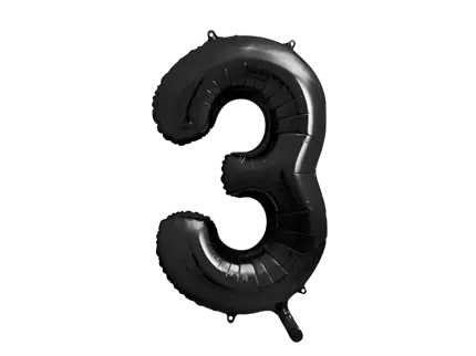 Balón Chiffre ''3'', aluminio, 86cm, negro