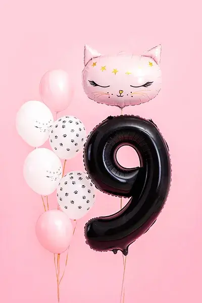 Balón Chiffre ''9'', aluminio, 86cm, negro