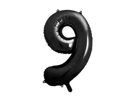Balón Chiffre ''9'', aluminio, 86cm, negro