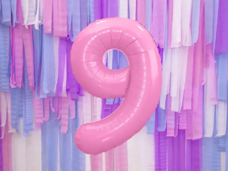 Bola Chiffre ''9'', aluminio, 86cm, rosa claro