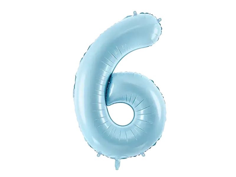 Balón Chiffre ''6'', aluminio, 86cm, azul claro