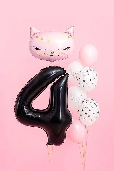 Balón Chiffre ''4'', aluminio, 86cm, negro