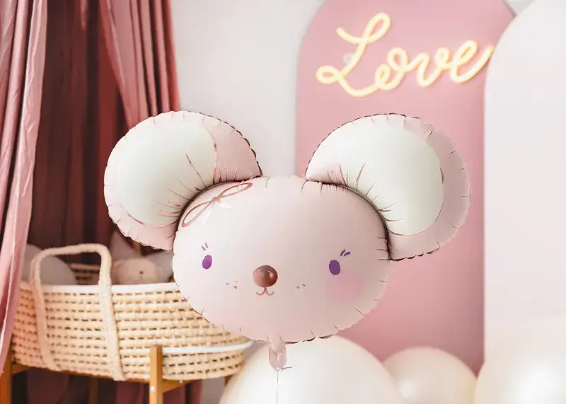 Globo de aluminio Ratón, 96 x 64 cm, rosa brillante