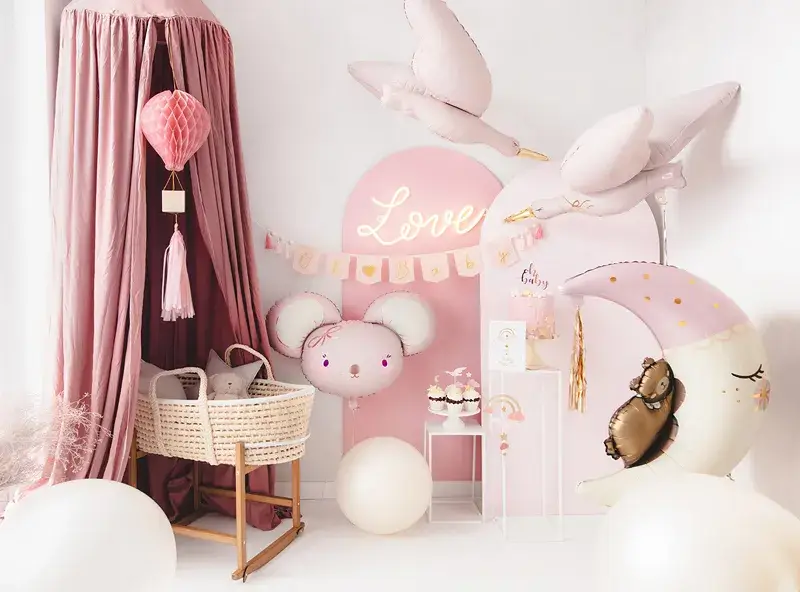 Globo de aluminio Ratón, 96 x 64 cm, rosa brillante
