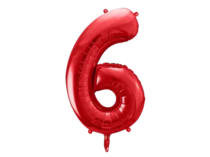 Balón Chiffre ''6'', aluminio, 86cm, rojo