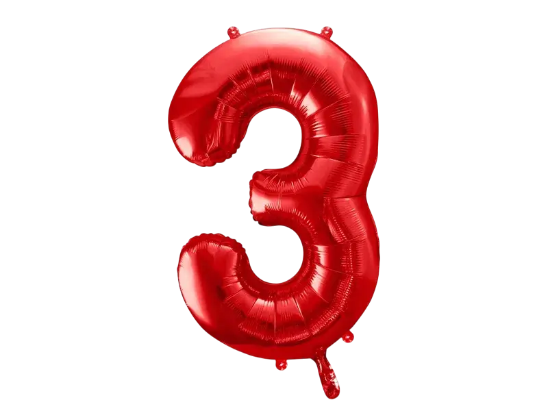 Balón Chiffre ''3'', aluminio, 86cm, rojo