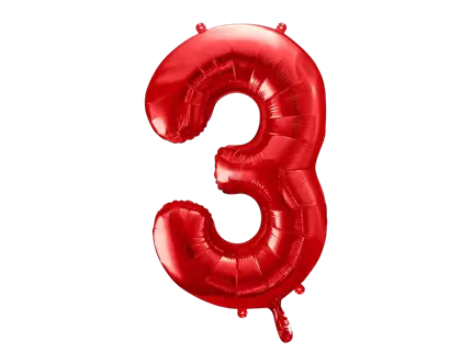 Balón Chiffre ''3'', aluminio, 86cm, rojo