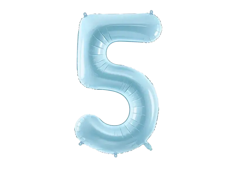 Balón Chiffre ''5'', aluminio, 86cm, azul claro