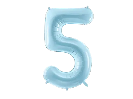 Balón Chiffre ''5'', aluminio, 86cm, azul claro