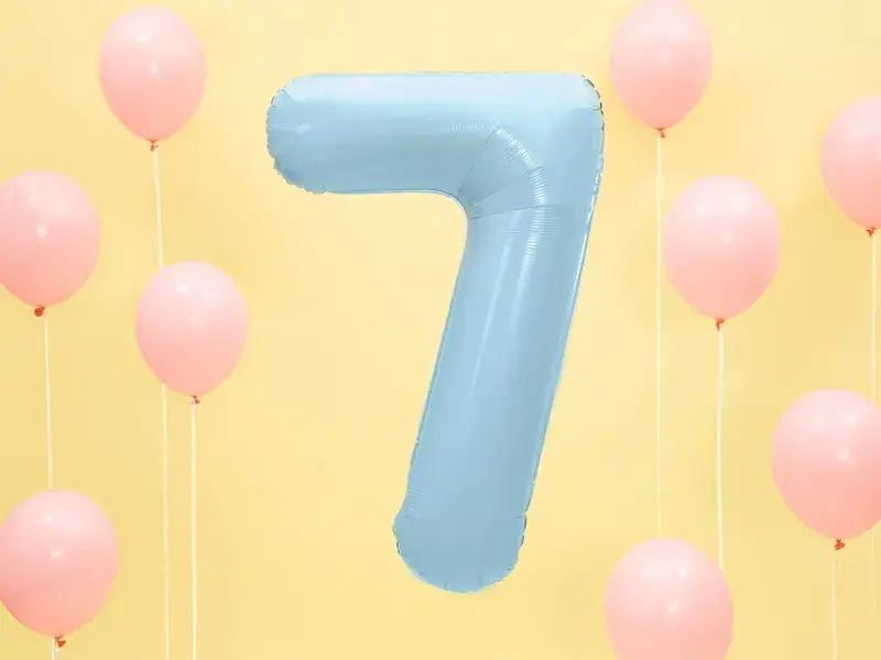 Balón Chiffre ''7'', aluminio, 86cm, azul claro