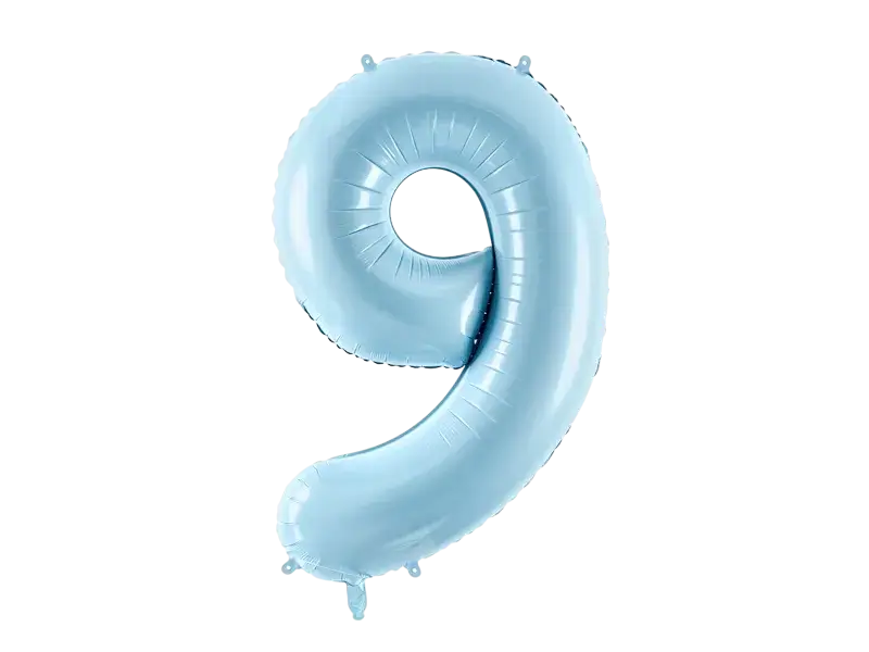 Balón Chiffre ''9'', aluminio, 86cm, azul claro