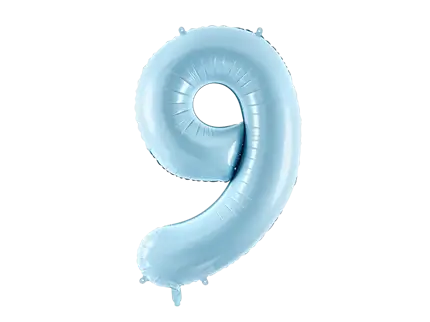 Balón Chiffre ''9'', aluminio, 86cm, azul claro