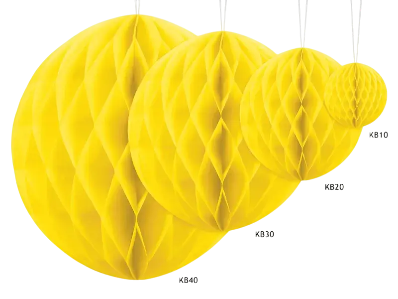 Bola de papel de nido de abeja, amarilla, 20 cm