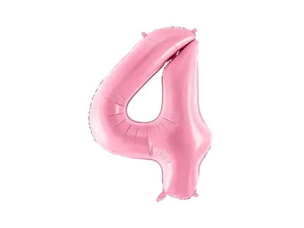 Bola Chiffre ''4'', aluminio, 86cm, rosa claro