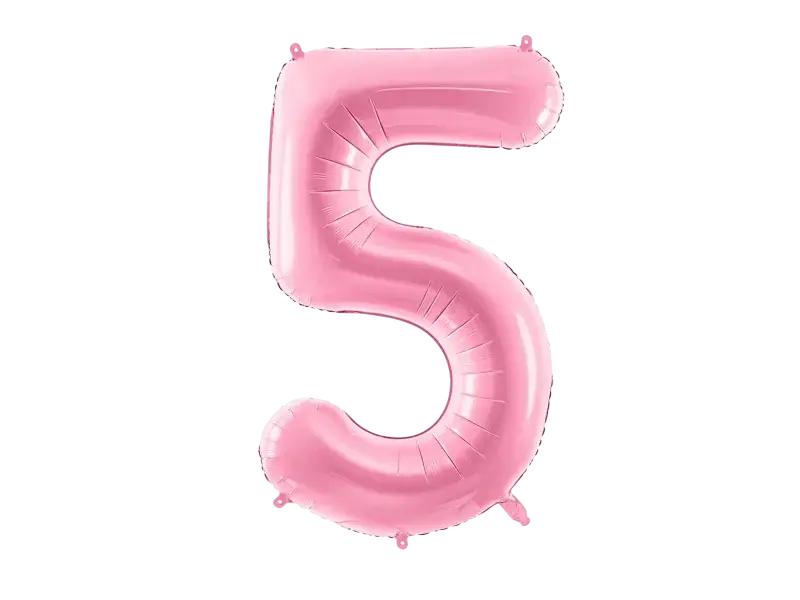 Balón Chiffre ''5'', aluminio, 86cm, rosa claro